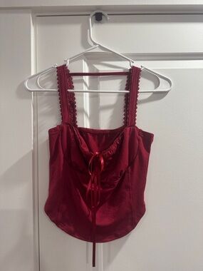 Elegant Red Lace-Trim Bustier Camisole